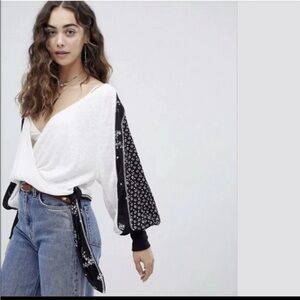 New NWT Free People Auxton Bandana Thermal Wrap Top